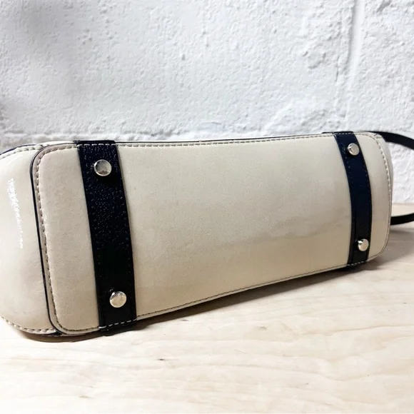 Kate Spade Auburn Place Cayton Satchel Bag Patent Cow Leather Cream and Black - Picture 10 of 15